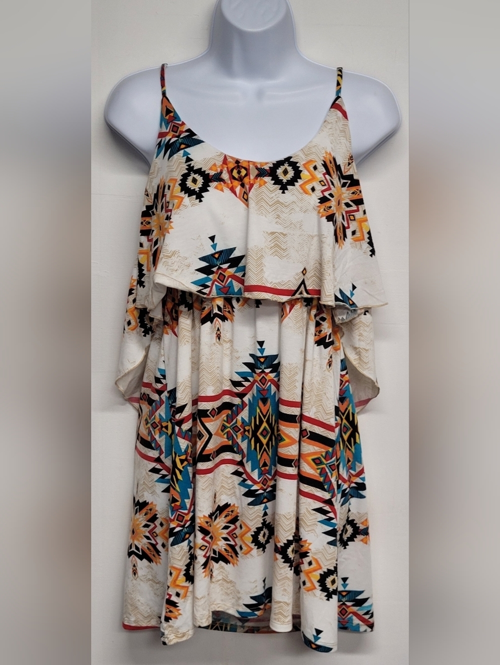 Self Esteem L Top Spaghetti Strap Tunic Southwestern Vintage